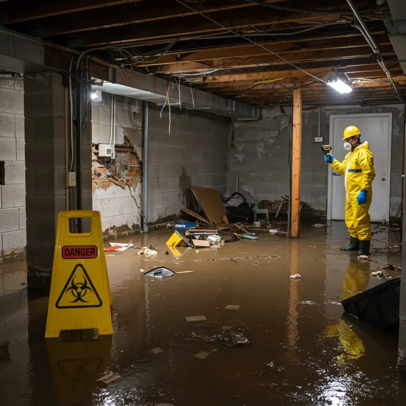 Flooded Basement Electrical Hazard in Sea Breeze, NC Property